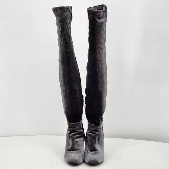 Aldo Belinna Velvet Gray Over The Knee Heeled Boots Size 8.5 - Picture 2 of 9